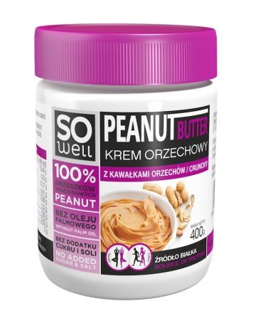 Krem orzechowy 100% z kawałkami orzechów crunchy  400g Sowell